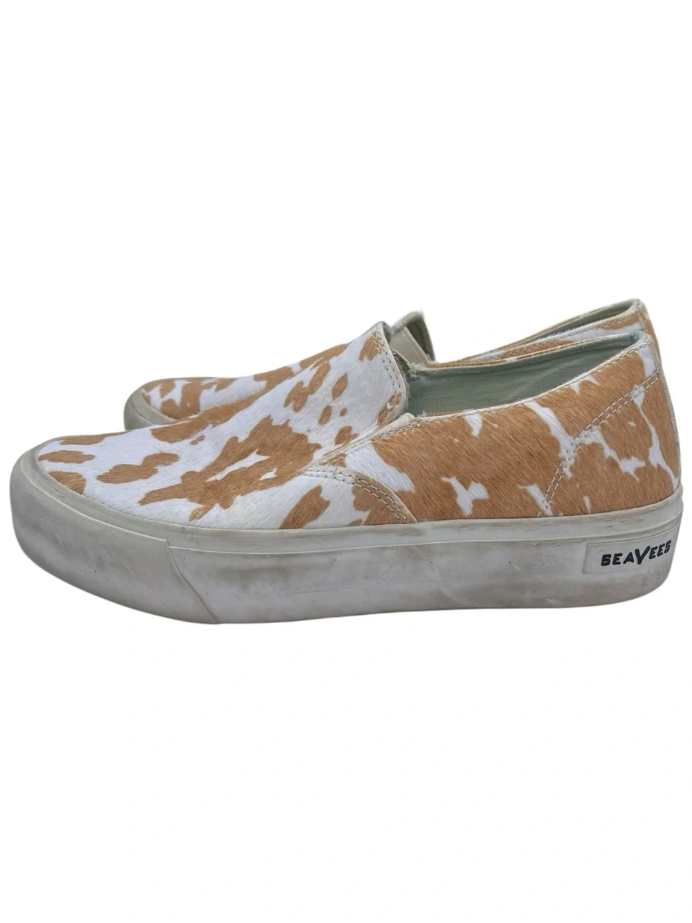 SEEVEES Slip-On Cowhide Sneakers Tan & White Size 8
